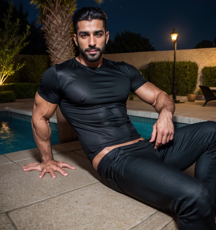 A man in Indian LUX VENUS undervest and LUX Classio black underwear make full body photograph