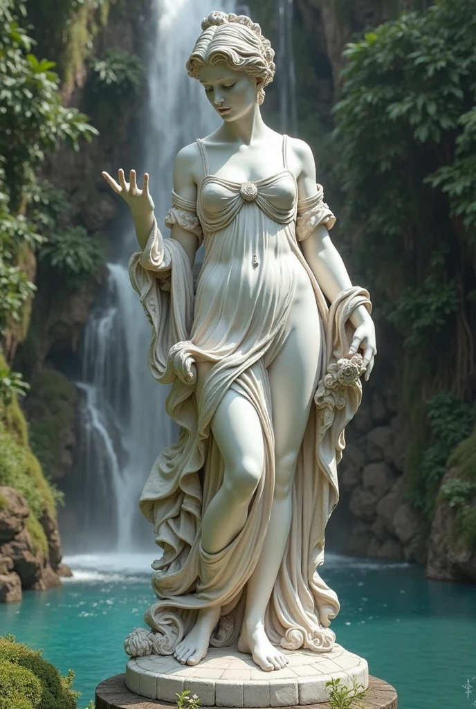 white Marble statue of water dancers (female), well-proportioned long limbs, (Marble statue naked:1.4), Faint stone veins, exquisite marble face details, solid black background, spotlights, high contrast, masterpiece, highest quality, best image quality, cinematic lighting, photoreal