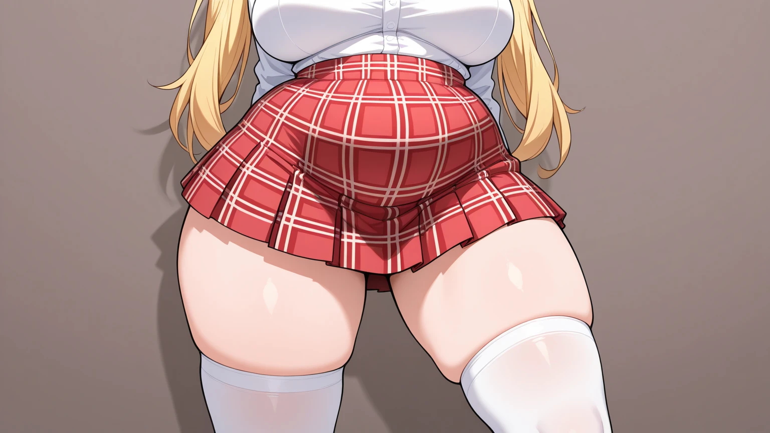 1 girl,high school girl,High-cut underwear,((Low Angle,,Tight Skirt,Cowboy Shot,panties under pantyhose,Pointed Chest,Very exquisite white panties,open legs,Very flashy white panties,pubic hair,Black knee-high tights,cameltoe)),((from below:1.9)),((pubic hair:1.9)),((Highest quality, wonderful,8K, masterpiece :1.3)), (Realistic, photoRealistic:1.4),((Brown skin)),(very fine and beautiful skin,Black gal),blonde,,Very detailed,Cinema Lighting, Detailed light, Best Shadow, Dynamic Angle,Elaborate panties(High leg pants:1.1),Super big breasts:1.6, Plump thighs, mini skirt(Pleated skirt),Indentation:1.5,Skirt flip,,In the classroom