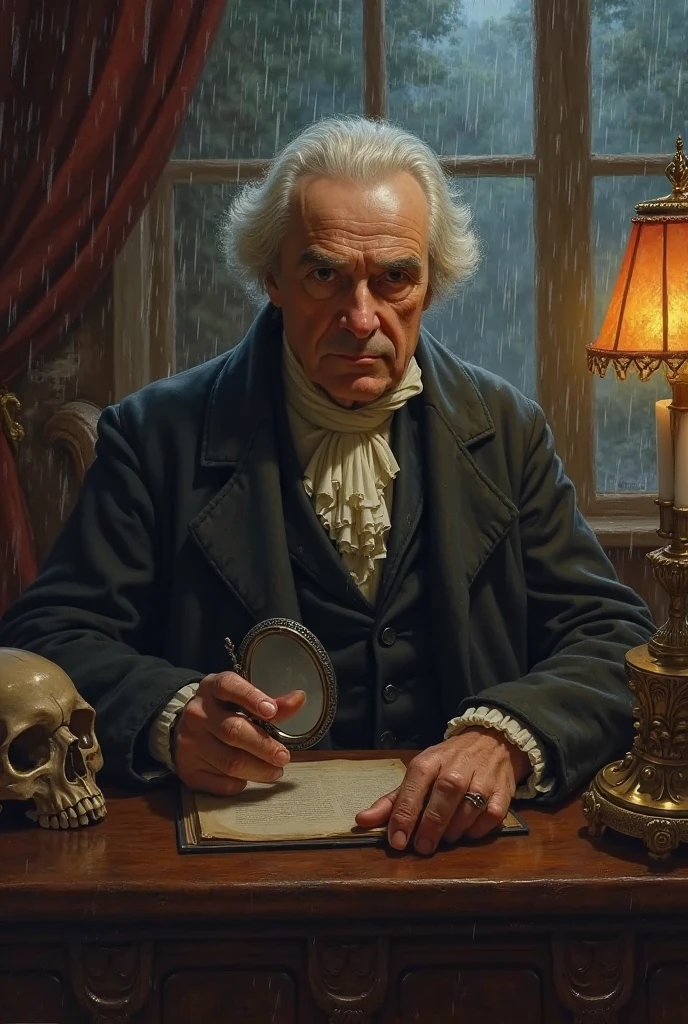 A Photograph that captures the essence of a dedicated doctor lost in deep contemplation at his cluttered desk. Render the scene with meticulous attention to realistic and intricate details, showcasing the doctor's expressions and the meticulous arrangement of medical tools.
