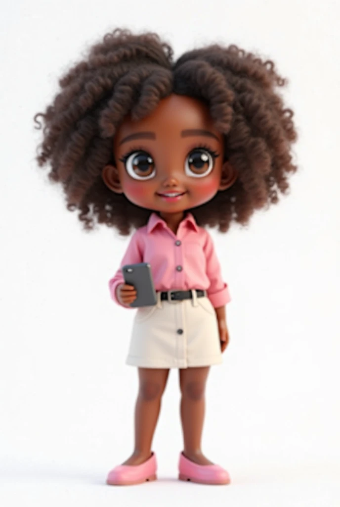 1girl, solo, African-American with long curly hair, smiling, wearing jeans and white T-shirt without print, sits in a living room armchair holding a book, 3D --auto --s2