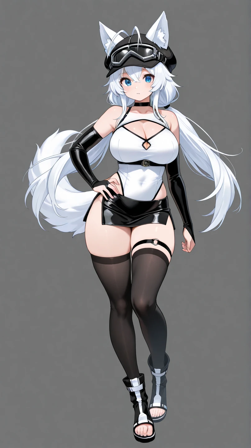 Cat-style anthropomorphic hairy woman. with white hair with thicc body --auto --s2