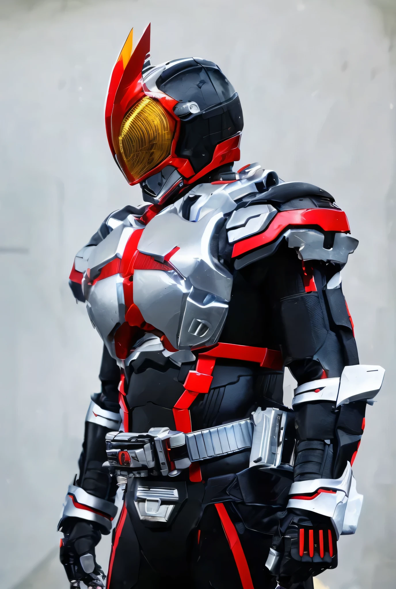 Close-up of a motorcycle mecha,has a red light, black and red armor, Futuristic Armor, black armor, Dark armor, black and red reflective armor, Corrupted Armor, , red armor, Demon Armor , Dark Futurism, complex assassin mech armor, angular metal armor, Simple design armored style , wearing Futuristic Armor, mech suit