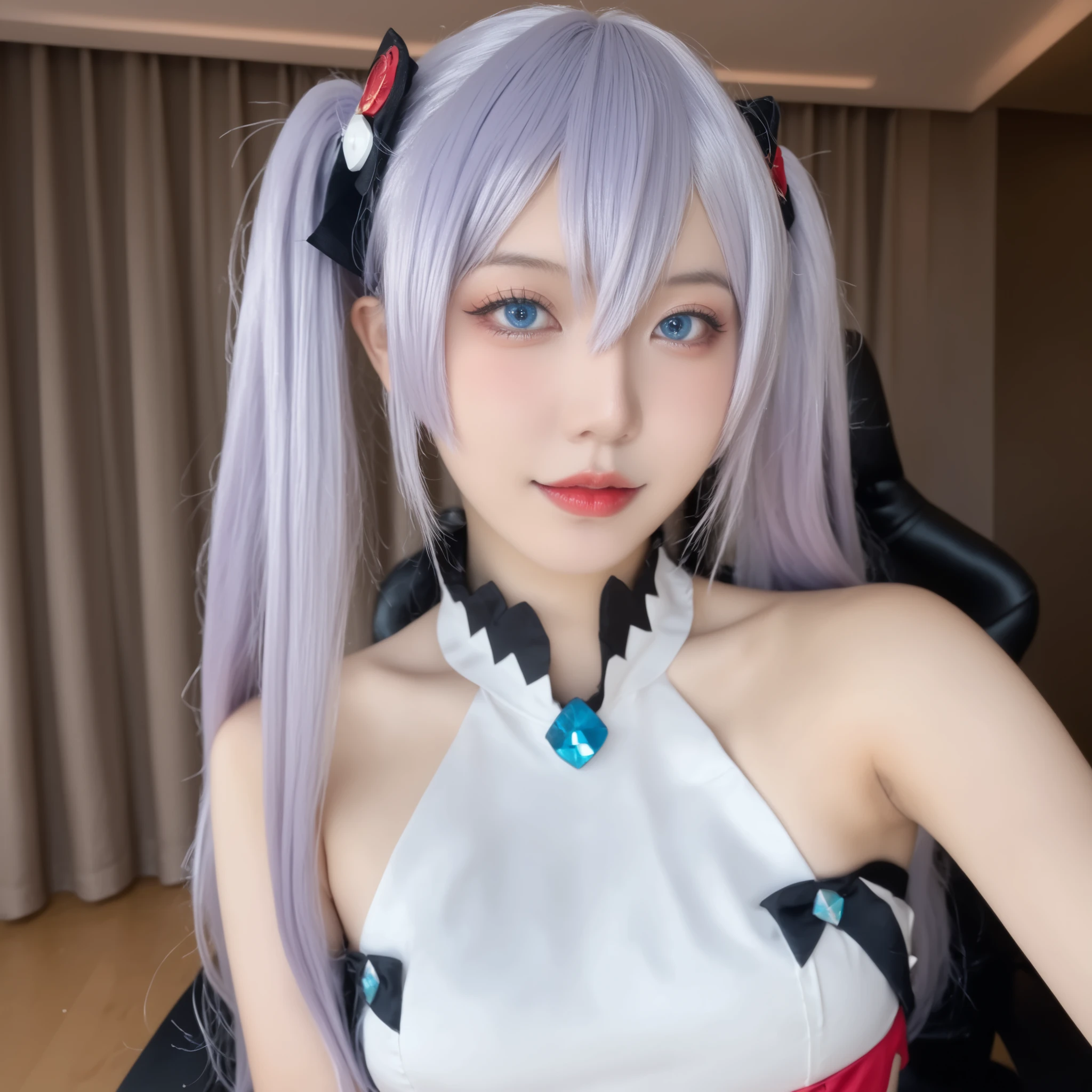 The clothes were completely wet,turned into transparent clothes,You can directly see the skin underneath and the very obvious flesh color through the clothes,Wearing nothing underneath the clothes,Obvious cleavage can be seen,big breasts