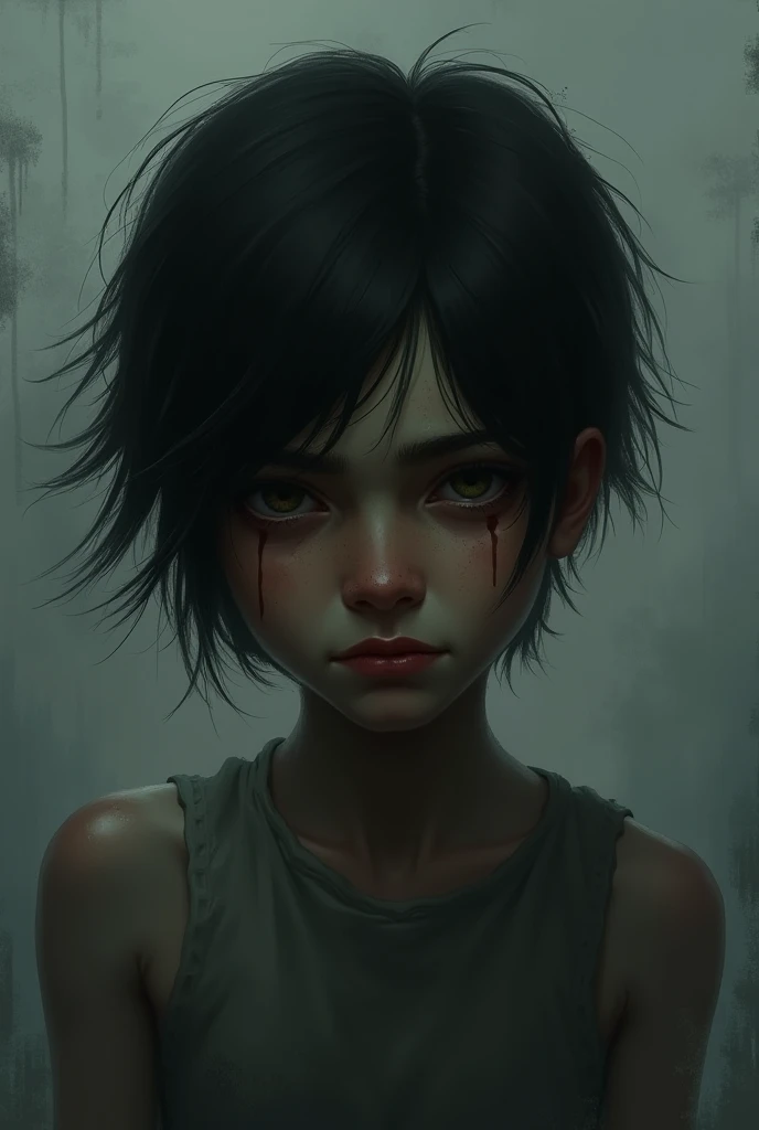 life, childhood is hard, loneliness, black hair, weak, no friends, cinematic, 8k