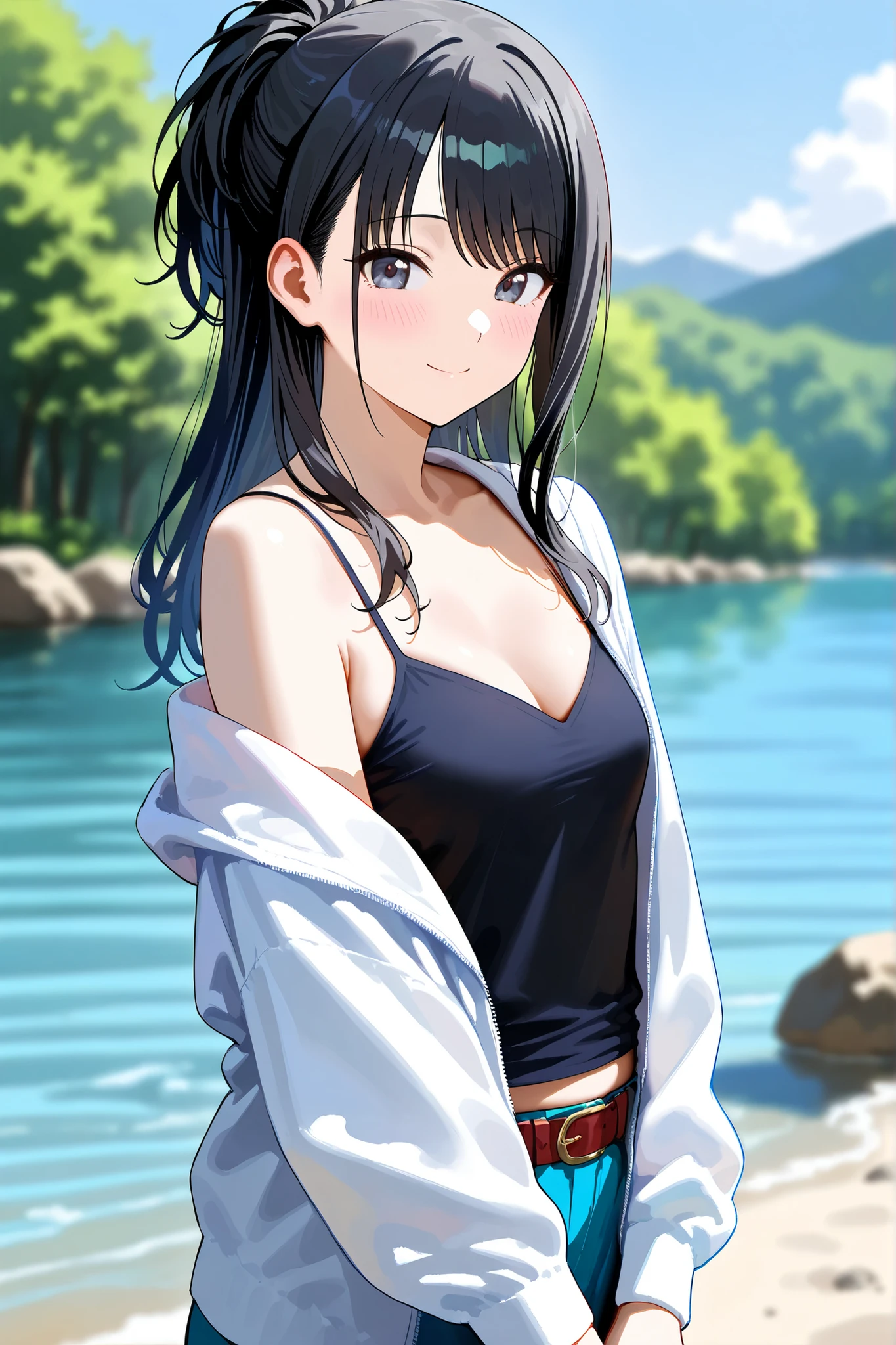 best quality, detailed background, girl, spring,shy,solo, breath, wet:0.6,tired