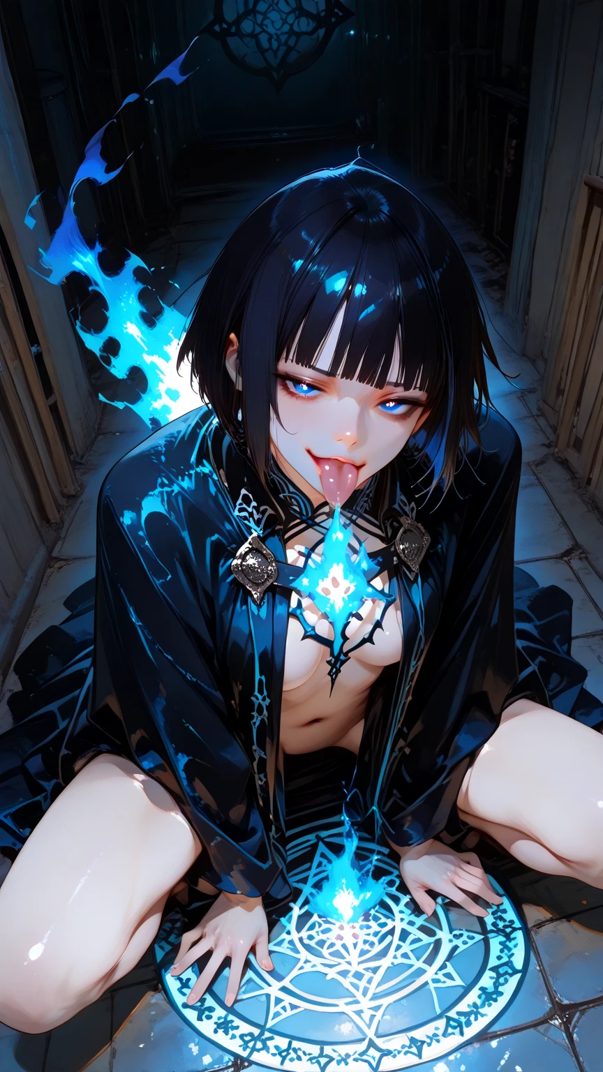 Parameters(Official Art,unity 8k wallpaper,Very detailed,high quality,最high quality:1.2), Black Hair, Blue skinned devil girl, Completely naked, Slender girl, Erect nipples, Wet Skin, Glowing Skin, Flat Color,(1 Girl:1.5),alone,(Licorice flower),(Goat Skull:1),(Earrings),(bright),(Blue pigment:1.10),(Hollow Eyes:1.3), Devil Girl, Long Tongue, Pixiv, Spread your legs,Beautiful Vagina, Evil spirits,(最high quality, Amazing details),(bright瞳),Blue Black,