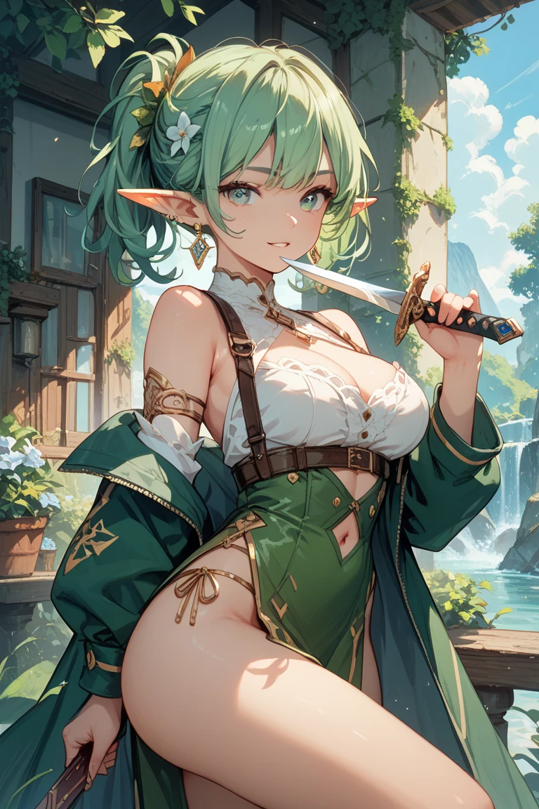 Goblin，Stone Spear，Green Skin，Short stature，primary，Shabby，Clothes Animal Skins，Ragged animal skin coat，，一群Goblin，Non-human
