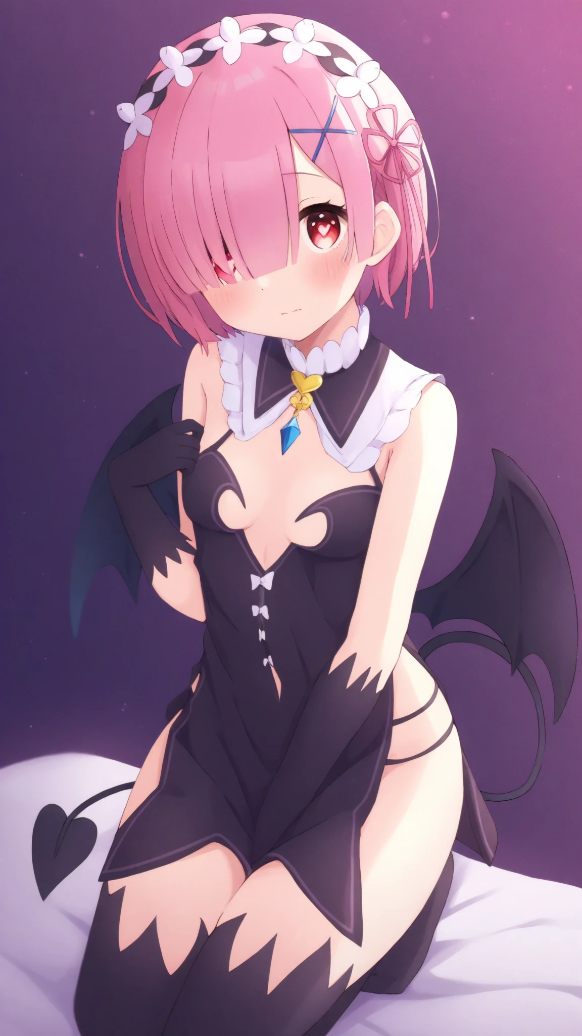 purple hair, rose eyes, short hair, naked, white background, smoll stature, chibi, flat cheast, flat tits, show pussy, unclothed. medium thighs, small breasts, 1 girl, one girl, Open mouth, small stomach, curvy waist, round butt, show tits, small belly, clear skin, 1 girl, cute girl, smoll tits, curvy waist, good butt, (lifting shirt), (panty pulling), purple shirt, black eyeshadow, baggy eyes, angry, look at viewer, one girl, pink pussy, sitting, (masturbation), (masturbating), melusine anatomy, 1 girl, 1 girl