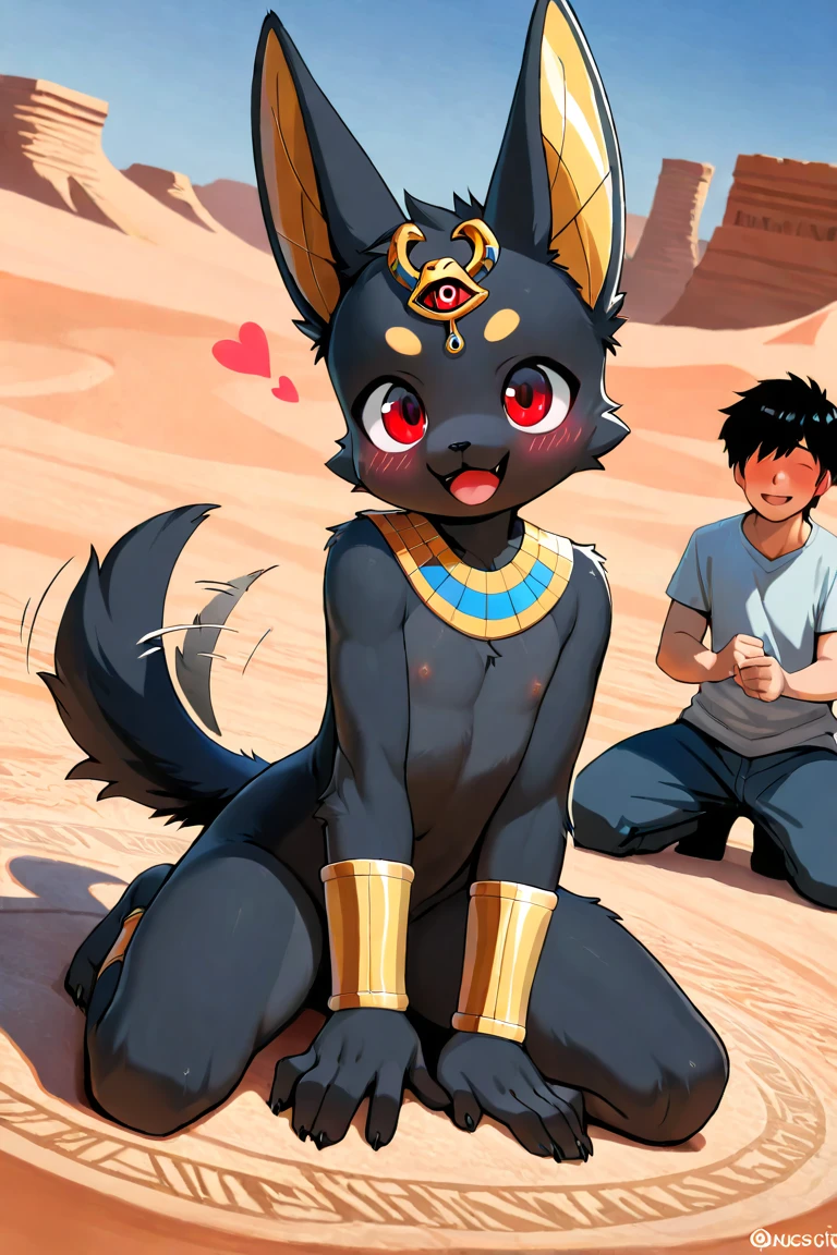  (epic, dynamic angle)top quality, best quality, High-quality , (kemono, super handsome 1boy, solo focus)(7 years old boy, furry anthro)(highly detailed beautiful face and eyes)absurdres, perfect anatomy, smile, happy, dynamic angle, Best image quality, 4K, masterpiece, Teenager, black dog boy, Anubis, anubis boy, black fur skin, red eyes, innocent boy, Cute and soft, young, Sacred Eye, Beautiful Hair, View Lens, Face Focus, smile, Delicate facial features, Front lighting, Front light source, Portraiture, Cute feeling, Excellent posture for capturing, Portraiture, male furry cub, tail, dynamic angle, open mouth, minuscule Egyptian antique clothes, cute sexy and almost naked, egypt adorns, (detailed desert background),Kemoshota,（masterpiece，best quality), (beautiful contrast of Light and shadow）, almost Naked, furry boy, (blush),a smile, flaccid, cute boy, naked boys, boys love, huddling, heart
