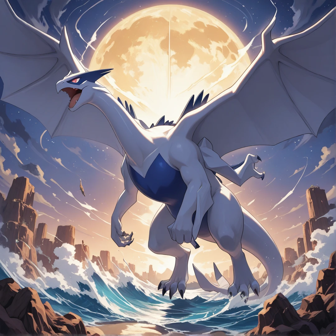 by 26_suigi,26_suigi,(( by 26_suigi)),((8k, 4k, Detailed, High quality, best quality, masterpiece, perfectatomy, sfw)), Sdorica, furry, female, solo,mature female, kemono, (((by 26_suigi))), Lugia, (Pokemon), ,sexy body, (big breasts:1.8), big ,big ,cute face, blue eyes, tail, thick thigh, body movement, wagging tail,  , hearts