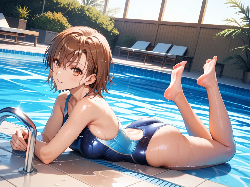 masterpiece,beautiful eyes,textile shading, custics,extremely detailed CG, shiny skin,
,(12yo:1.2),cute,, black hair,high twintails, brown eyes,
(pool side:1.4), yellow bikini,micro bikini, on back,hold one's knees,,oily skin,small breasts,
1girl, (1boy,hetero), vaginal sex,closed eyes, (sweat:1.2), open mouth, heavy breathing