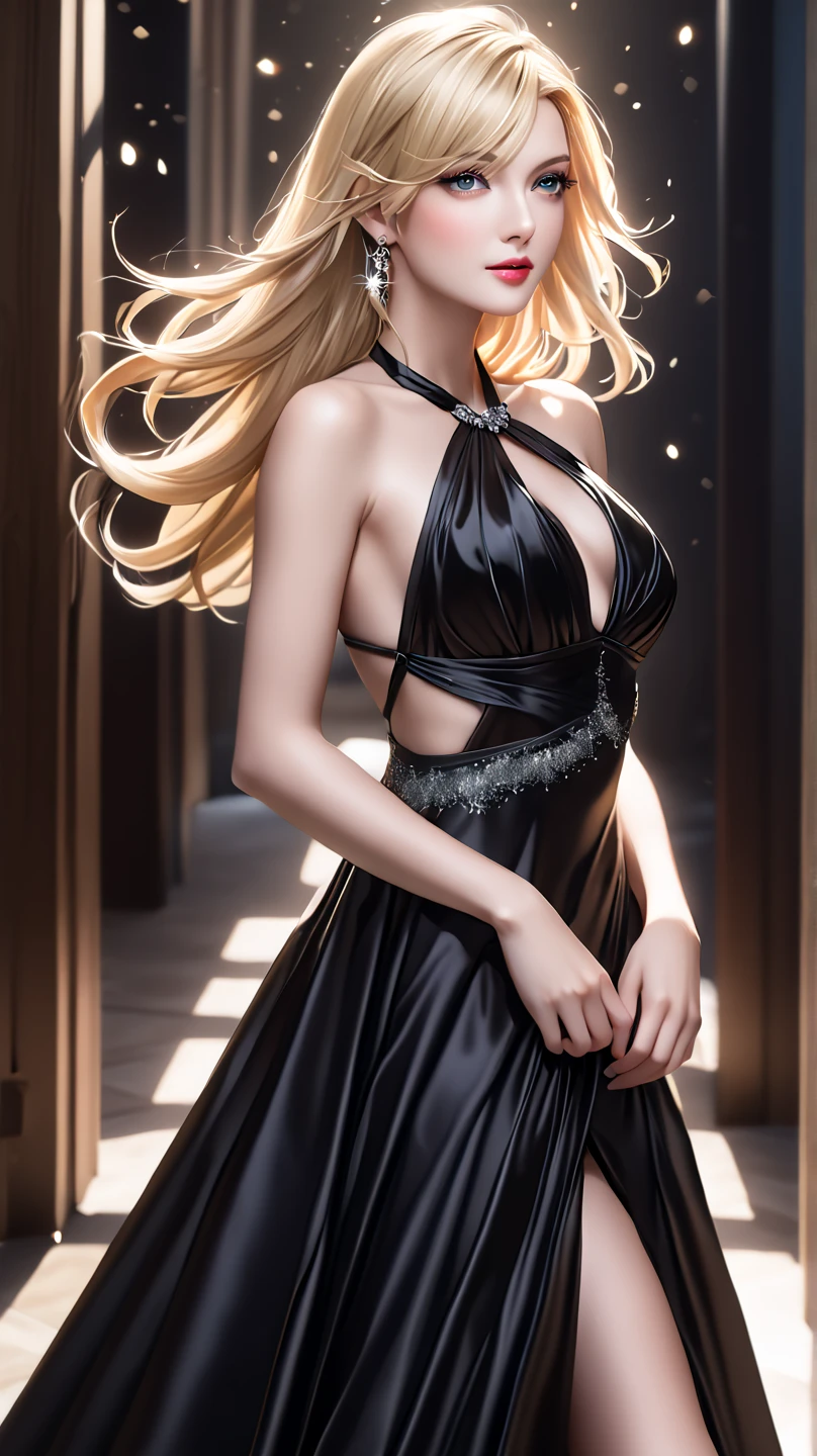 Generated in SFW, Real、(1 Female:1.37), （Face close-up:1.3）, (From the side:1.21), Japanese women, 28 year old supermodel, Skinny body, (very small head), (Very small face), (Perfect Anatomy:1.37), Make your body anatomically correct, (highest quality:1.4), 32k resolution, (Realistic:1.5), (超Real:1.5), (masterpiece:1.2)), (Improvement of quality:1.4),(Highest quality realistic skin texture:1.4), ((Shiny Dress:1.37)), Big earrings, Pearl Necklace, ((Black Background:1.15)), Accurate Fingers, Very detailed, Symmetrical eyes, Thin lashes, Sharpen your eyebrows, ((Very detailed portraits)), Red cheeks, 超Real eyes, Perfect Lips, Perfect Eyes, Perfect Iris, Natural Makeup, [Purple Lipstick], ((A great eye for quality:1.2)), (tired, Sleepy and satisfied:0.0), (Beautiful Lips:1.33), (Great nose:1.2), (Flat Chest), Tight waist, (Slim lower body), Brown Hair, (French twist hair:1.37), (Hair Clip), ((Realistic)), ((Sharp focus)), (Highest Resolution), ((The most ridiculous quality)), ((masterpiece)), Professional Cinema Lighting、（Perfect Body Proportions), (Perfect hands), （Perfect Fingers），(Oily skin:1.5)
