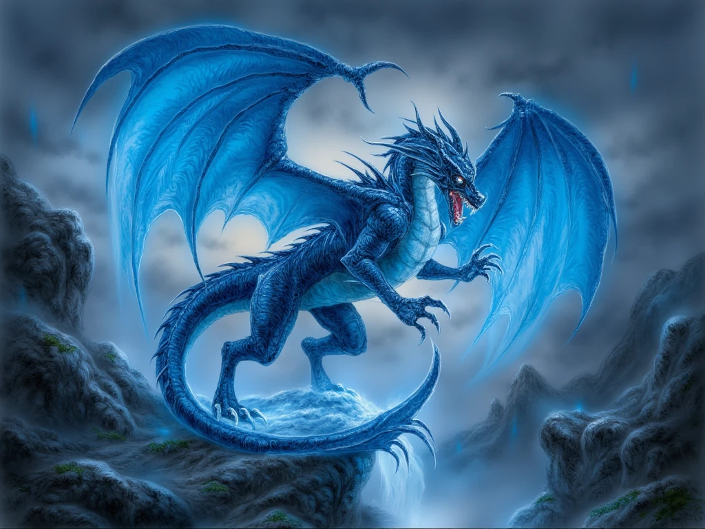 a dragon that breathes blue fire