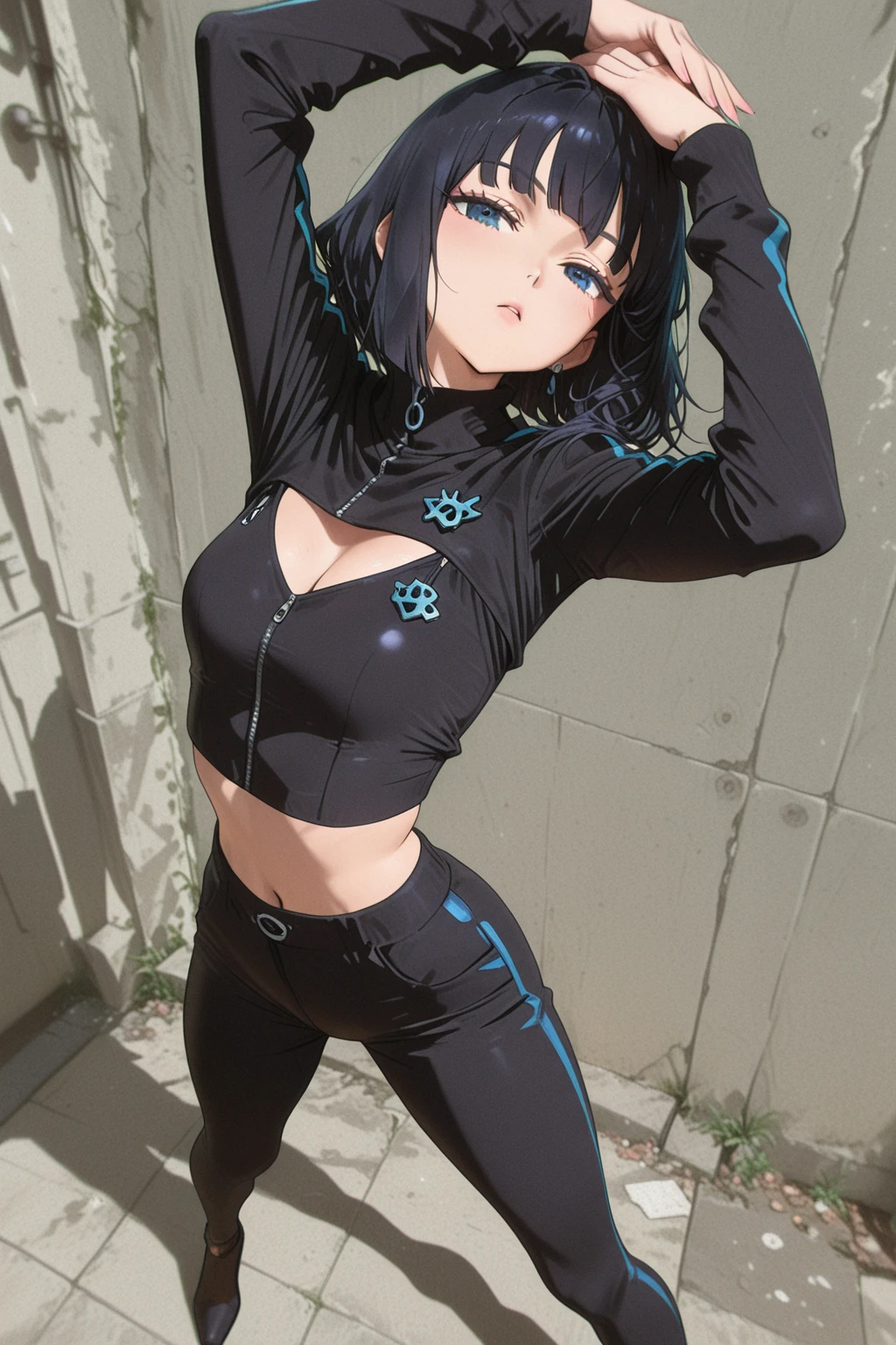 Cute girl in a hoodie、Belly button、Shoulder、slender、Tight clothing、