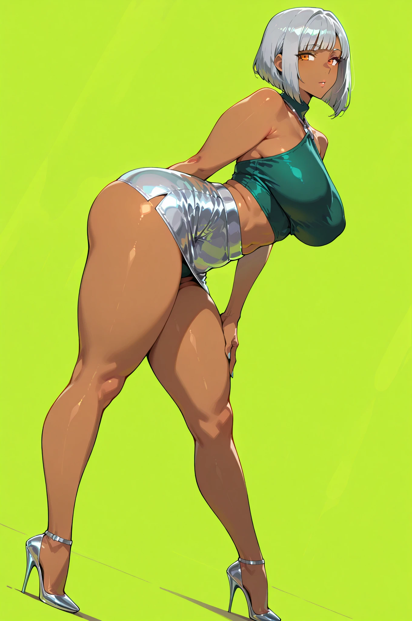 (((1 girl))), (Tatsumaki from a sicario), (short green hair),(((pink nipples))), (green eyes), , (((naked))), full body view, (in a motel room) , (((delgado, muscular legs))), nude,Thin waist, Stomach Muscles, big ass, (((Full body photo))), wearing a green high heel shoe, (((in front of me with arms crossed))) , (((grumpy))), (HdR), eye flash, extended eyes, extended eyes, moody, cheered up, Minimalism, cheered up style, ray tracing, cinematic lighting, cinematic lighting, shine, shine, jpeg artifacts, bright light, rays of god, ray tracing, drop shadow, panorama, Sony FE, from behind, below, below, ultra high definition, artwork, necessary, necessary, anatomically correct, Super detail, high quality, Best Quality, very high, 16k,nude,showing your privacy(((open legs)))