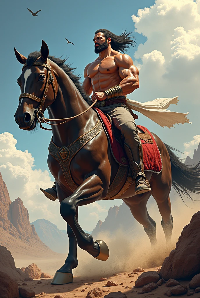 Horseman with a muscular build