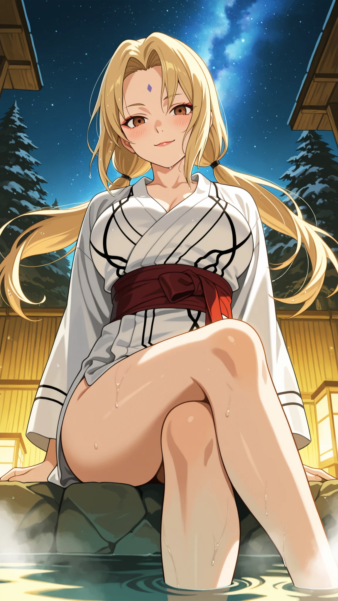 (((megami magazine))),(​masterpiece)), ((top-quality)), (The ultra-detailliert), ((kawaii)), cute little, (Wonderful), ((ighly detailed)), 4K、 (8K), top-quality, (Beautiful fece),(((World-class quality))), ighly detailed, hight resolution,(((独奏))),((((Golden hair)))).((((Shiny blonde hair)))),(((Straight hair))),(((Aligned bangs))),(((Medium Hair))),(((White and beautiful skin))),(((Detailed and beautiful blue eyes))),(((large udder))),(((Detailed depiction of the thigh))),、(((((Scattered used condoms))))).(((Detailed crotch depiction)))、(((Open your crotch)))、(((A slight smil)))、(((red blush)))、(((Beautiful body lines))).((Crab crotch)).((Putting out the chest)).(((Show breasts)))、((Look down at me))、((((((Composition seen from the feet)))))).(((((Composition seen from the front))))).(Official)、((((小柄)))),(((Detailed eye description))),(((beautidful eyes)))、(((Red ribbon and white panties)))、((Red kimono)),((Opening the front of the kimono)).Pose to take off kimono、Kneeling、(((traditional Japanese room))),((On the futon)),The electric massager is falling、
