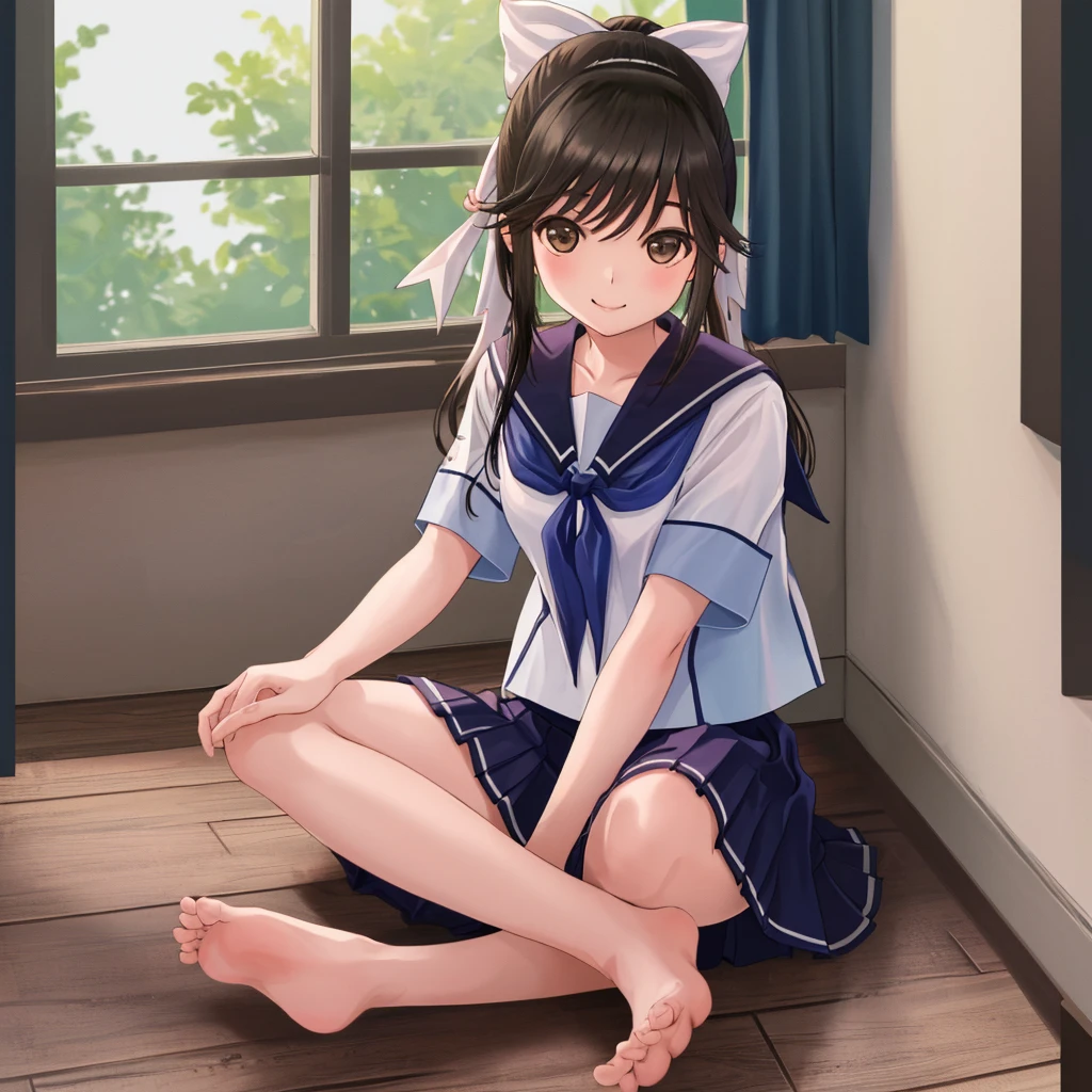 masterpiece, highest quality, masterpiece, highest quality, Super detailed,
anegasaki nene、Shiny brown hair, short hair, Beautiful brown eyes、smile、Sparkling eyes, (Fine grain)、Super detailedな目、Highly detailed face, Highly detailed eyes,
High Resolution, highest quality, An illustration, Super detailed, (Detailed aspect), (Details), Soft lighting, highest quality, Super detailed, masterpiece,
One girl, solo, Short-sleeved sailor suit、Navy blue mini pleated skirt、 Upper Body, smile, Shabby room, Looking at the audience、
Summer clothes skirt、Cotton heart print panties、Sit on the stairs、Browsing Caution:1.5、(Bend one knee and open your legs)
