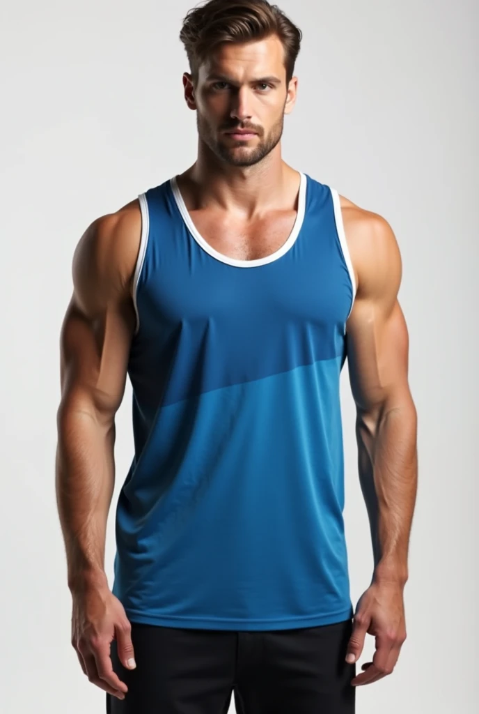 Men's tank top from light blue to dark blue