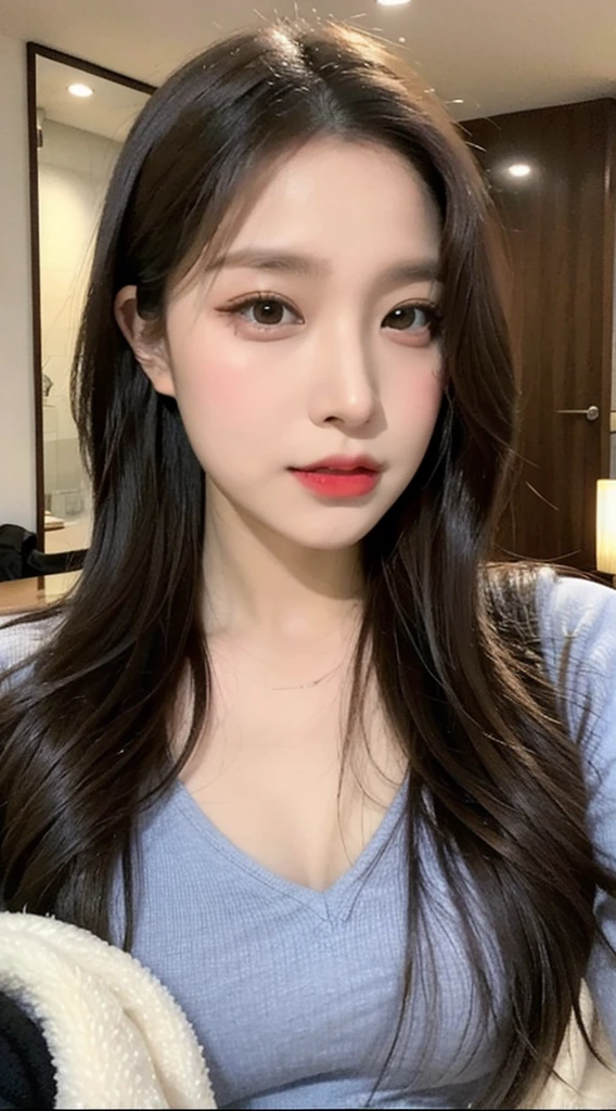 ((Midnight, highest quality, 8k, masterpiece :1.3)), whole body, Long legs, Sharp focus :1.2, Beautiful woman with perfect figure :1.4, Slim Abs :1.1, ((Dark brown hair, Big Breasts :1.2)), (White tight T-shirt, Jean Bib, Are standing:1.2), ((Night city view, rooftop:1.3)), Highly detailed face and skin texture, Fine grain, double eyelid,Long Black Hair
