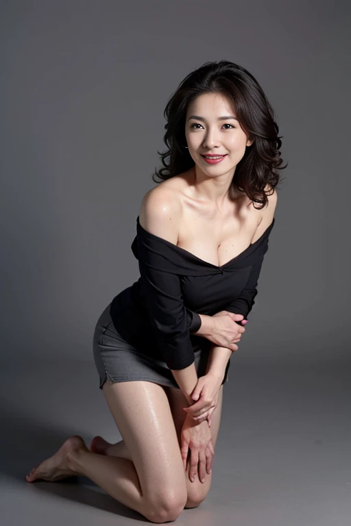 Hongo, (alone), Mature Woman,50 years old, (whole body), Big Breasts, Brown Hair、ponytail, Glamour, sexy, Pure white skin, Observe the audience、(Black tank top),Black Pantyhose,(Black high heels)、garden、Squat、Put your hands behind your back,(Spread your legs)、Leg spread