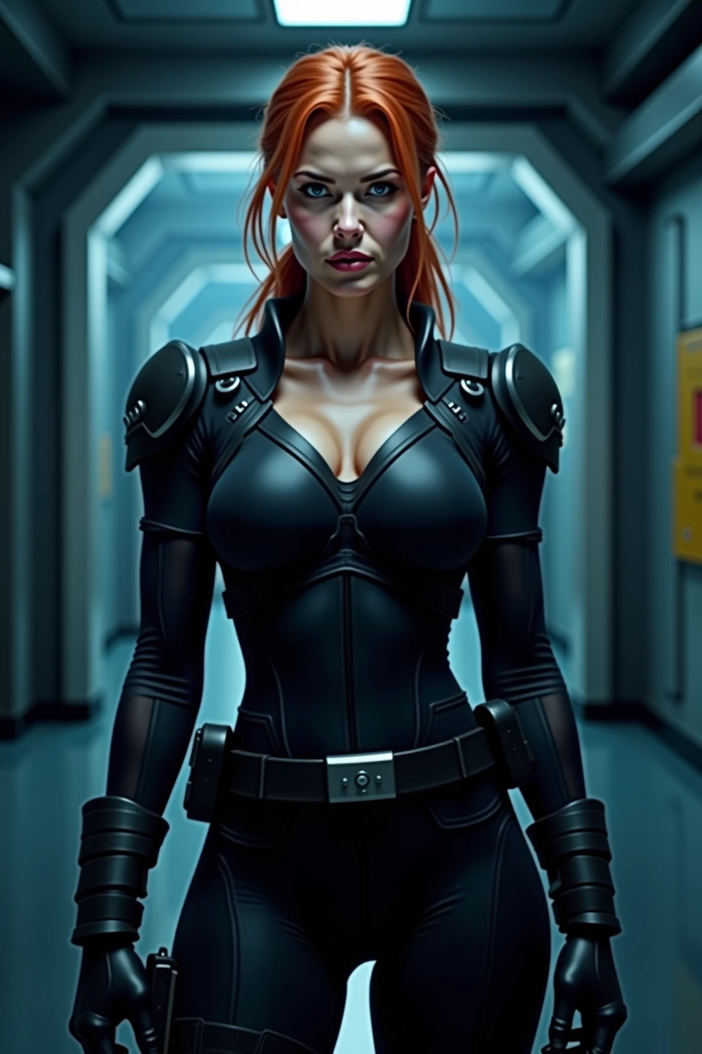 masterpiece,High definition photos,8k,dynamic,Detailed skin,Detailed eyes,military,cyber punk,Muscle girl,Upper Body,front