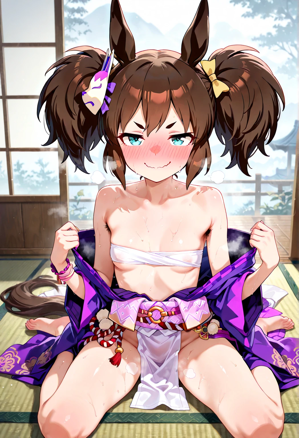 (8 year old Japanese girl naked,Lewd),Tortoiseshell binding,Heart Eyes,Uplifting face&#39;Eyes wearing silver-white mirrored lens sunglasses、I looked at the world reflected in the lenses of my sunglasses..(Side Pony,Colorful Hair), 