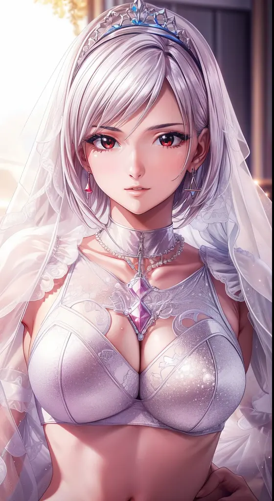 (masterpiece), (highest quality), (Very detailed),(Disheveled Hair),(shape), (One Girl), ((wedding red dress)), Are standing, Fashion Model, View your audience, (interview), (Simple Background),Beautiful details, Delicate and beautiful face, floating,(High saturation),(Colorful splashes),Colorful bubbles,(The Shining), Focus on the face, Light silver hair, bangs, Hair Ring, Floating Flowers, Floating Hair, (The Shining), Best lighting, Best Shadow,