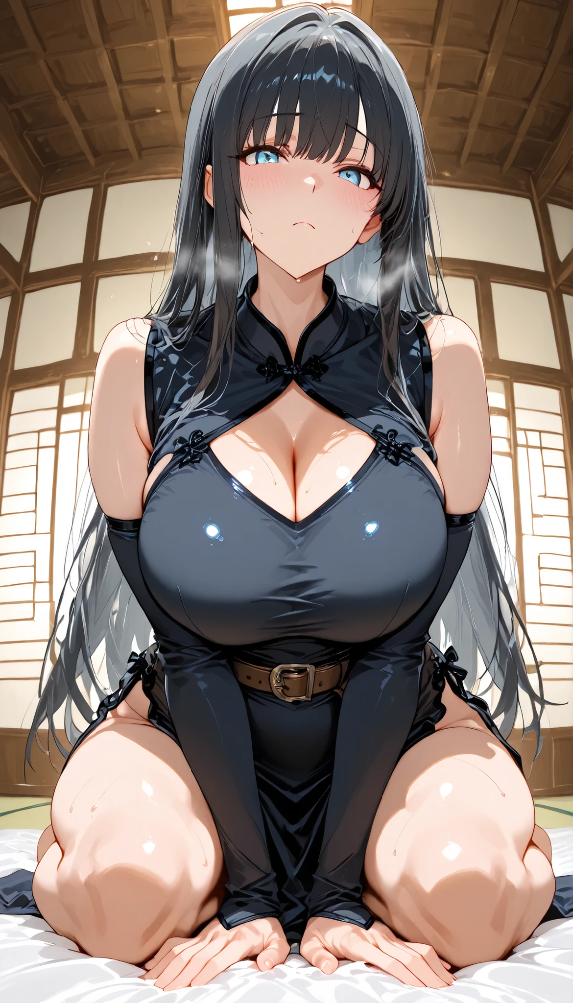 1 girl, big watery eyes，Lola:Add to_detail:1，big breasts，very Bigger breasts，极其沉重的big breasts，极其柔软的big breasts，super gigantic breasts，secretion of milk，Prison uniforms，in jail，leg rings，very soft breasts，The chest is larger than the head，