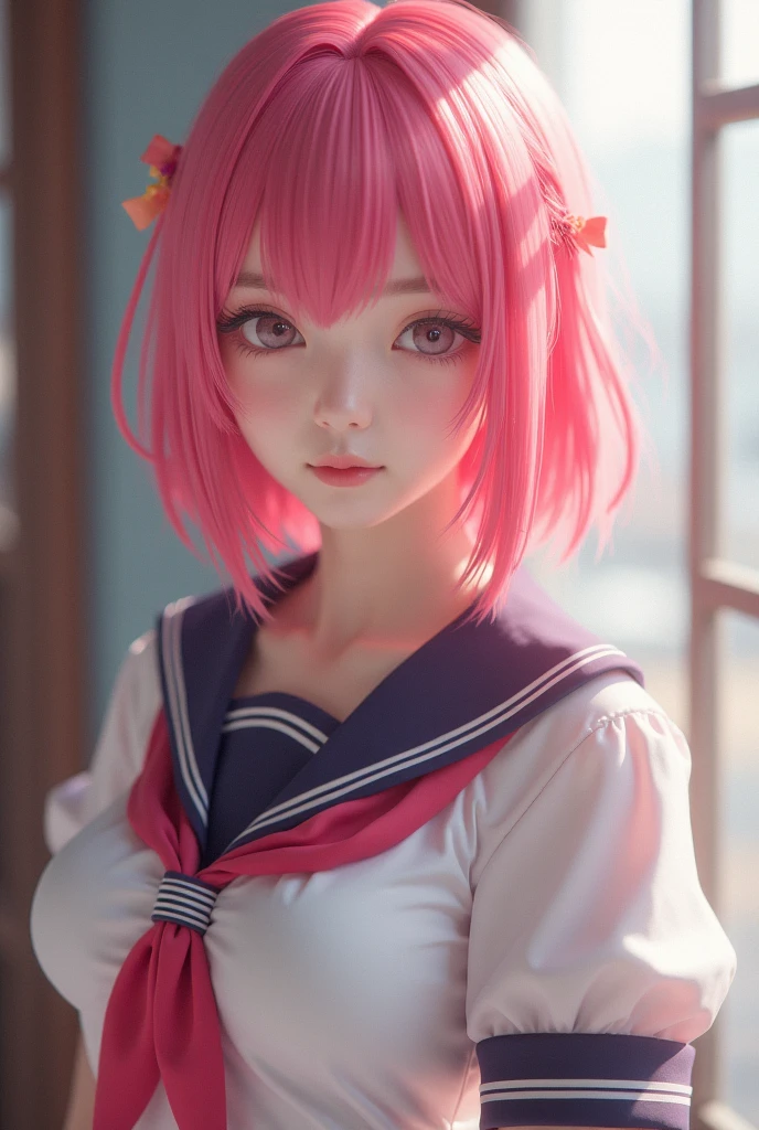 (masterpiece, best quality), 1girl, pink hair, black serafuku,   <lora:heart-choker-base-anylora-v1-1-1-000018_1_BiiIiMoOOo_WOF:1> xheartchokerx,hcattached