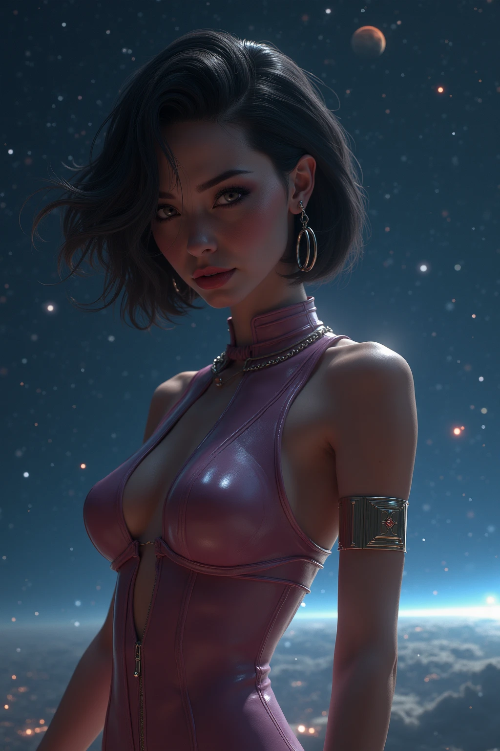Obra maestra, una mujer hermosa,  (Fantasy assassin costume), (Jenna Ortega), (pechos grandes), cuerpo perfecto, Hair tied in a loose bun AA, (Background of the medieval Arab city), piernas, (textura de la piel:1.1), La mejor calidad, ultra-high-resolution, (fotorrealista: 1.4), Foto RAW, por Ellen von Unwerth, Nikon D850 film stock photography, F1.6 lentes, colores ricos, realista, CineStill 800, Luz de fondo, rimlighting, Studio lighting, luz solar brillante, Erotic photo shoot, primer plano