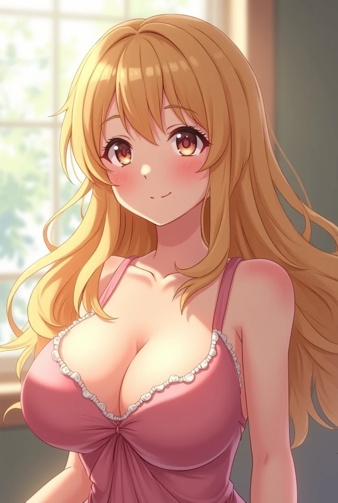 Blonde Girl Anime Senpai Onichan with very big boobs