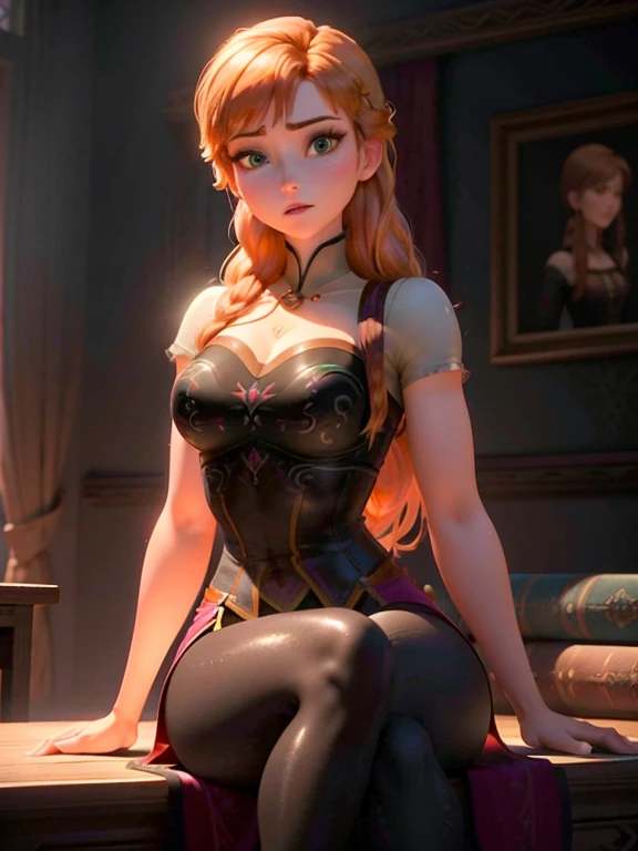 1 kawaii anime girl, nsfw, japanese girl, solo, bright aqua eyes, glasses, eyelids, blush, seductive smile, naughty expression, red lips, cute hair bangs, bob short hairstyle, bright aqua hair, heart shape earings, collar, collarbone, sexy body, slim waist, navel, natural medium breast, cleavage, navel, flat chest, cleavage, detailed erotic dress, pink color knight armor, gold and black color ornament on the dress, erotic pose, looking at viewer, flat green background, upper body