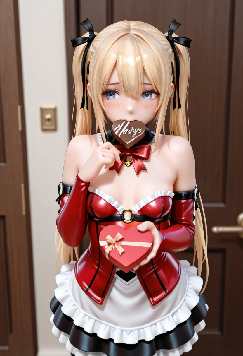 hyperrealistic 14 year old american teen, blonde, perfect tiny body, sexy, dark makeup, perfect slim face, big red lips, very cute face, tiny body, big eyes, young looking, childish looking, tight red dress, dinner ,Holding a cup
