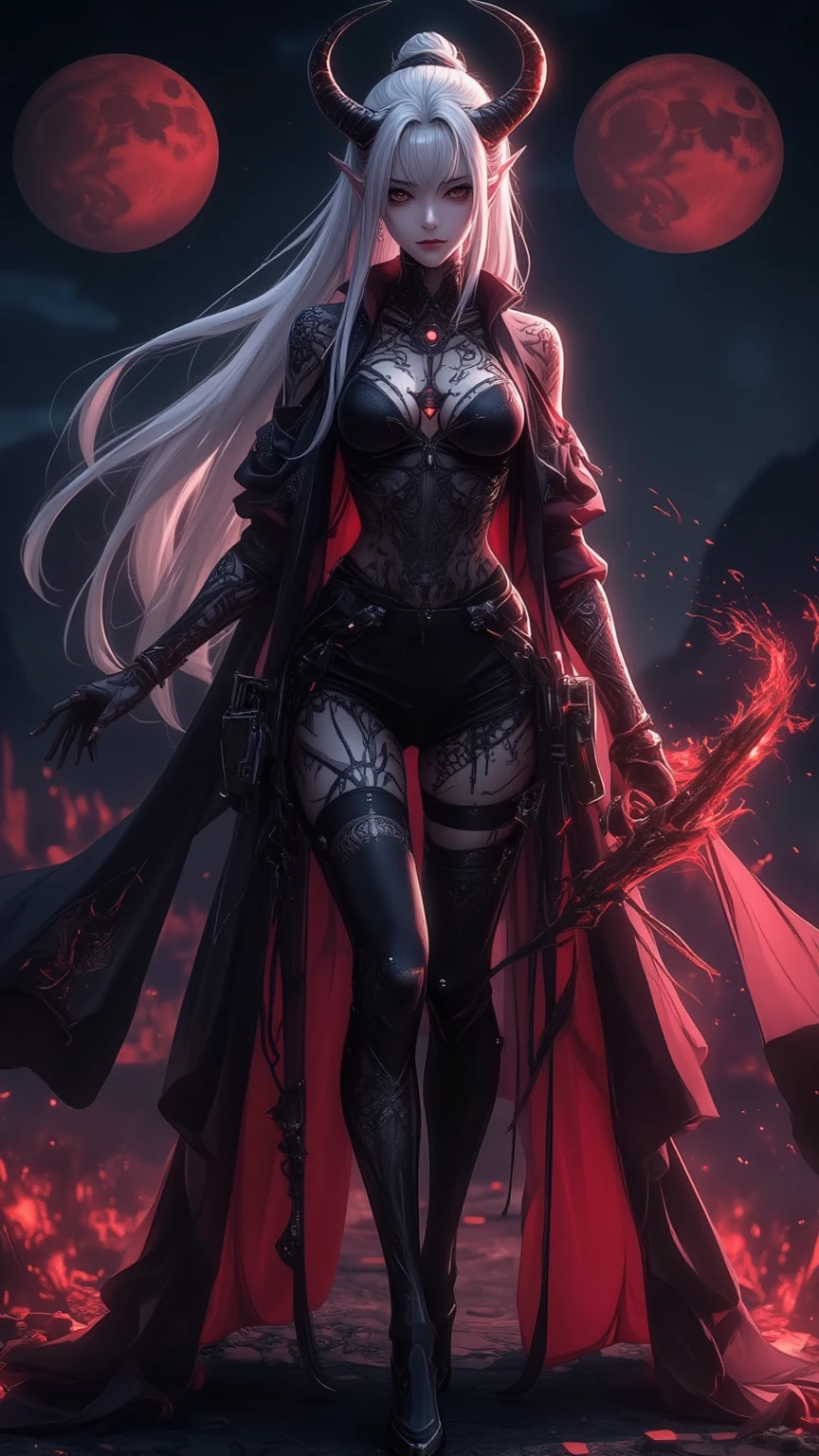 um close up de uma mulher em um vestido longo segurando uma espada, arte de estilo fantasia escura, design de personagens de fantasia sombria, Mulher guerreira vampira, epic exquisite character art, Bloody + arte conceitual, cavaleiro de sangue, assassina feminina, assassina feminina bonita, monochrome and red color bleed, arte de personagem impressionante, epic fantasy character art, arte de fantasia sombria, arte conceitual de fantasia sombria