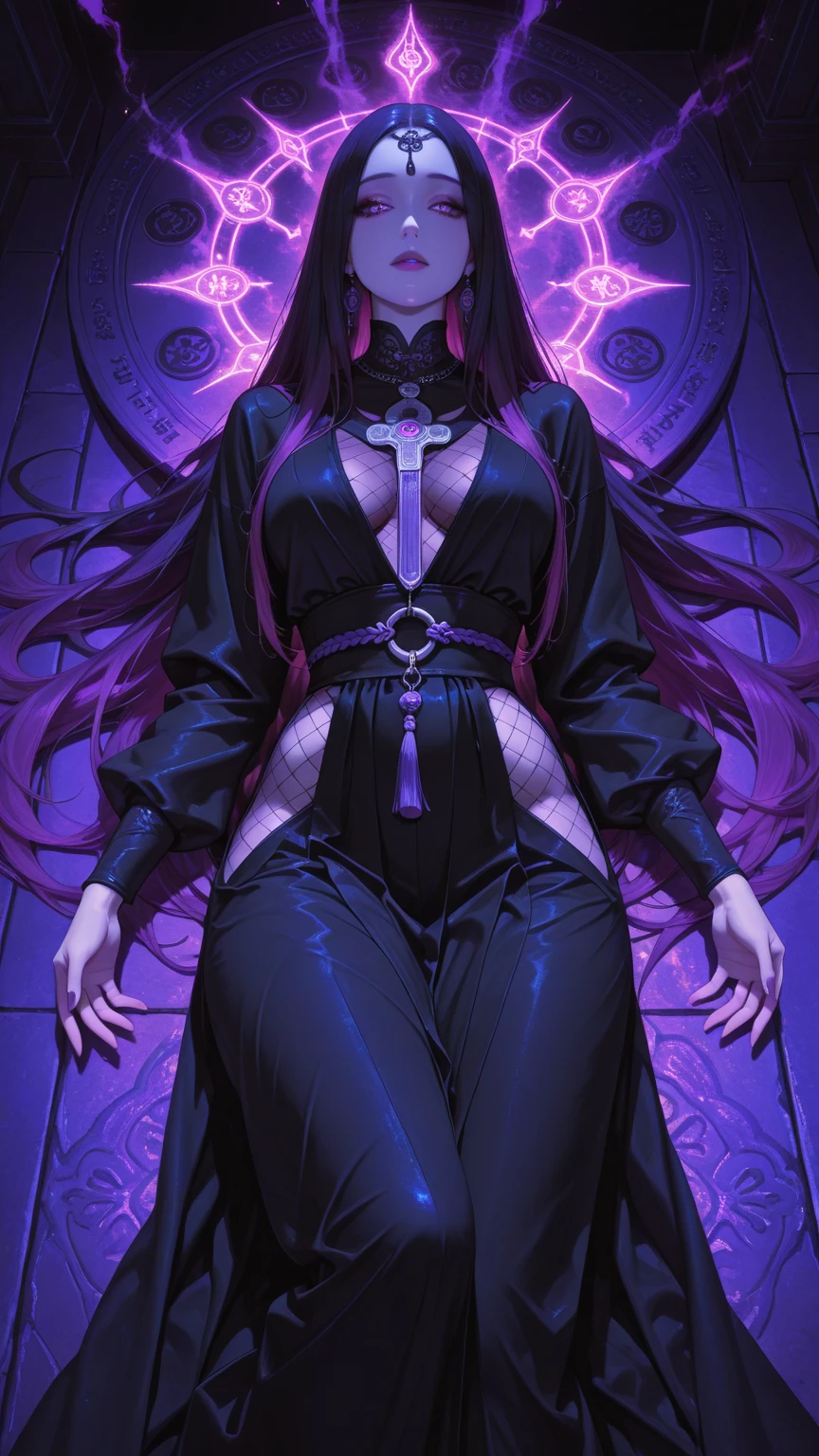 masterpiece, highly detailed, highest quality, high resolution, (1 girl), plain oversized T-shirt, ankle length socks, inky black violet hair, sharp facial features, arrogant and disdainful expression, high-bridged nose, medium height(175cm) slender and slim hourglass body, velvet-colored eyes)dark crimson with a mix of purple)