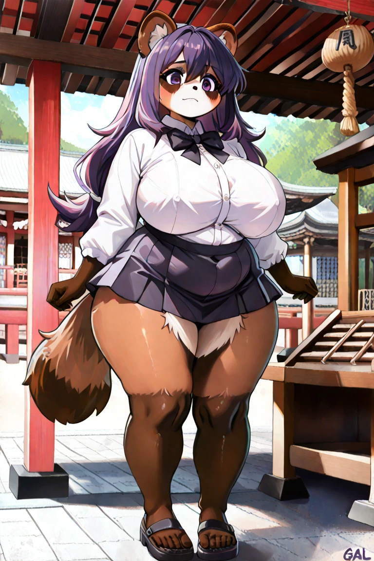 1girl, top heavy figure, (((incredibly big chest))), ((saggy chest)), plump, incredibly plump, ((big belly)), (((big tits))), pout, embarassed, wide, (((obese))), (((fat))), ((love handles)), double chin, out of shape, obese, fatty, tall woman, big bossom, ((milf)), big height, mature, standing, full body, bbw, ssbbw, ookami mio, skirt, white shirt, wide ponytail, yellow eyes, wolf ears, wolf tail, long hair, hair between eyes, black hair, black bikini, pantyhose, high heel,
