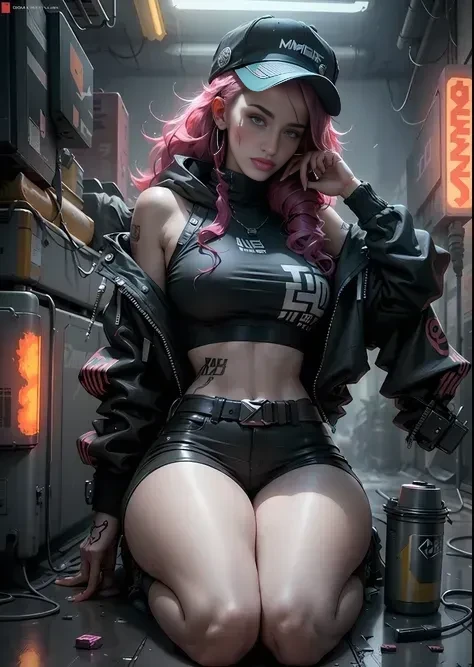 um close up de uma mulher com uma jaqueta de couro preta e saltos altos, pose sexy, menina bonita do anime agachamento, Cyberpunk 2 0 e. o modelo menina, oppai cyberpunk, Trend in CGTacing:, menina anime sedutora, the anime girl is crouching, trending at cgstation, pose muito sexy, menina de anime cyberpunk feminino, garota anime cyberpunk, cyberpunk menina bonita