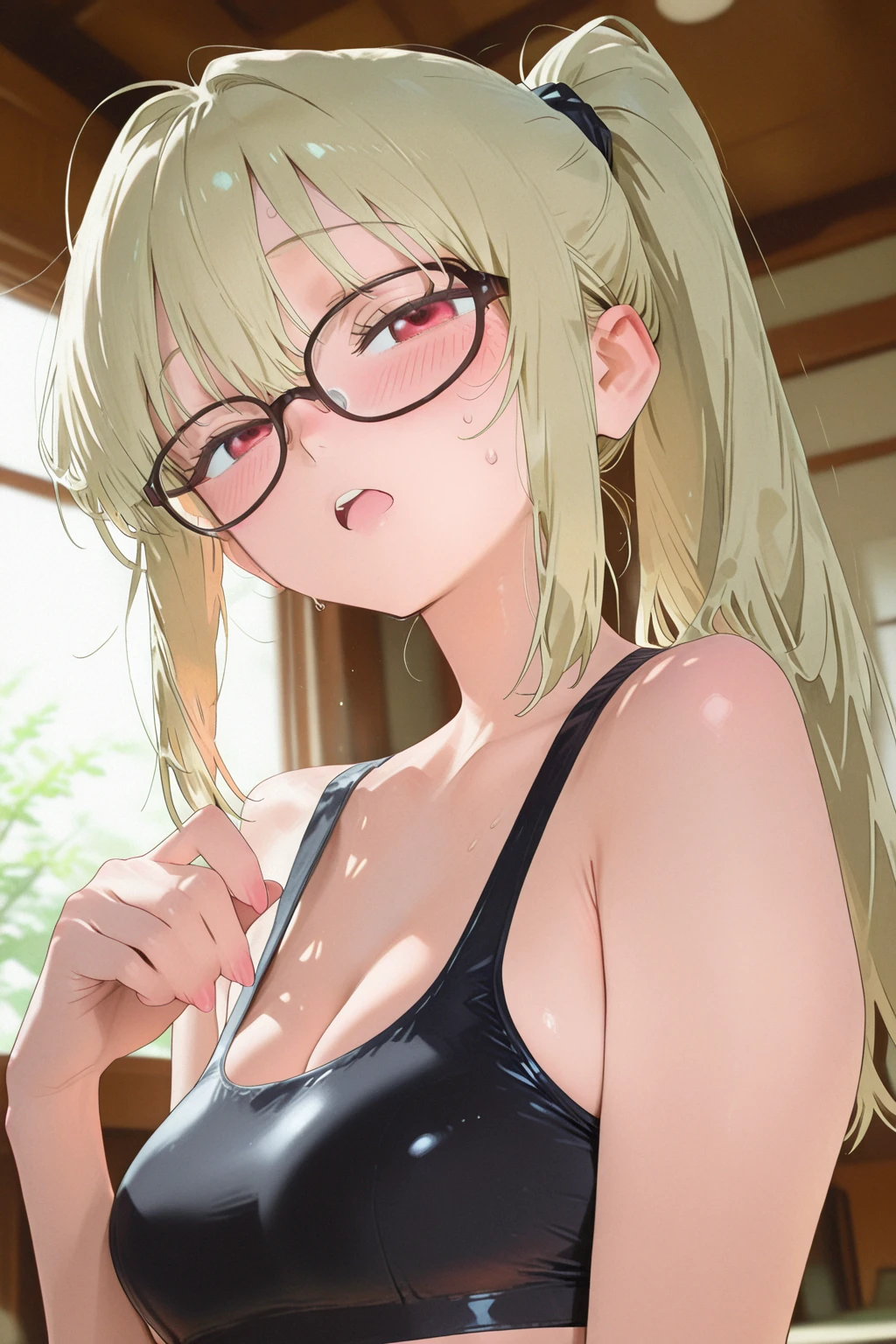 (embarrassed,blush:1.3),
,(steam:0.8),(wet:0.8),(sweat:0.8),(trembling:1.3)
,(parted lips:1.3),(harf open eyes:1.4),(feeling weak:1.5)