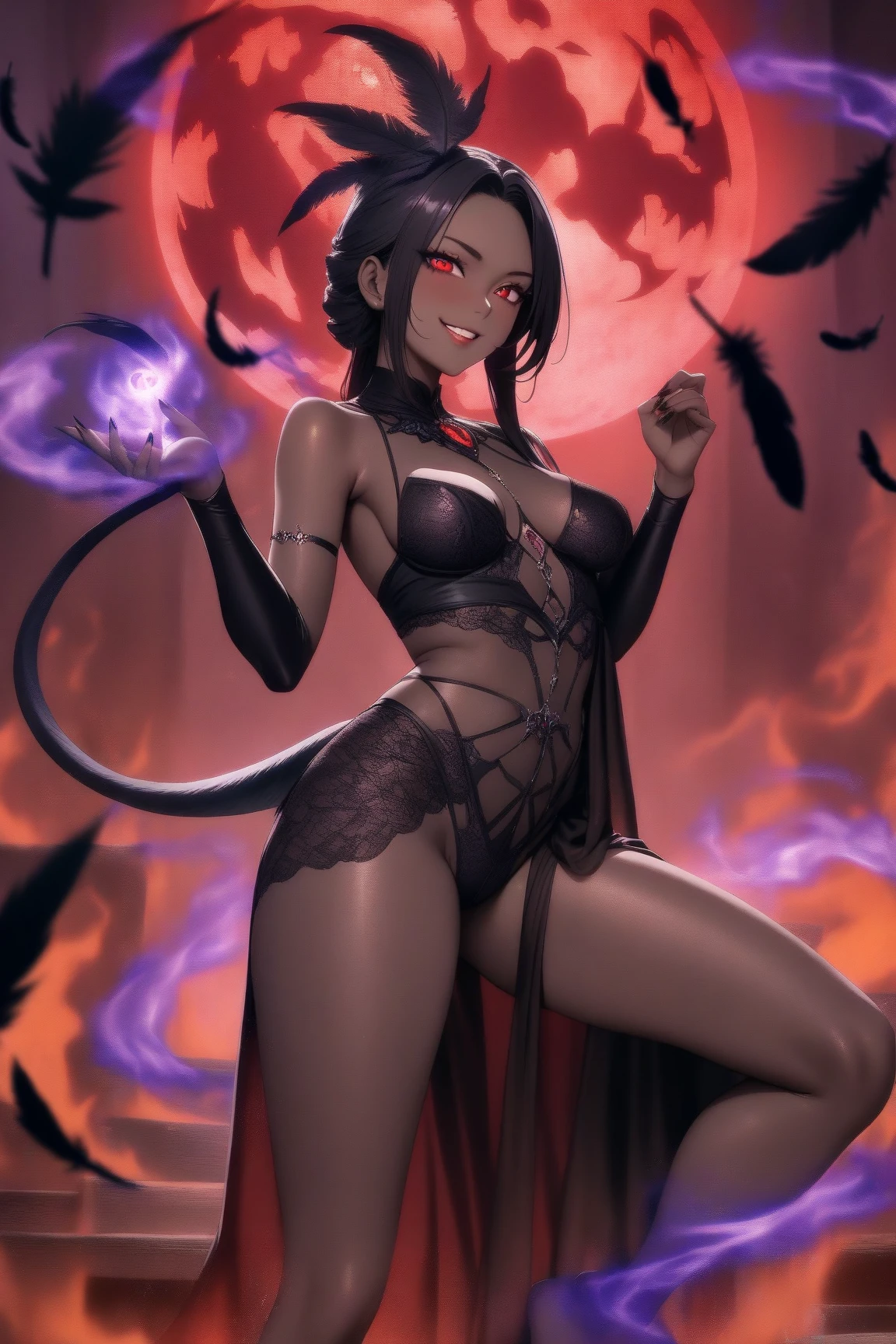 (full body, dark skin dark skinned mature female, gyaru, goth, bimbo), (huge chest, long legs, thick thighig butt, narrow waist, wide hips):1.2, thick lips, lipstick, long dark hair, thin toned body, beautiful detailed face, detailed body, detailed eyes, boss lady, anthro shark girl, tail, maw, muzzle