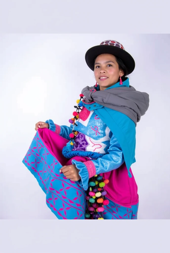 Create a kawaii image of the typical clothing of the Tincuy of Bolivia with a variety of colors without a background