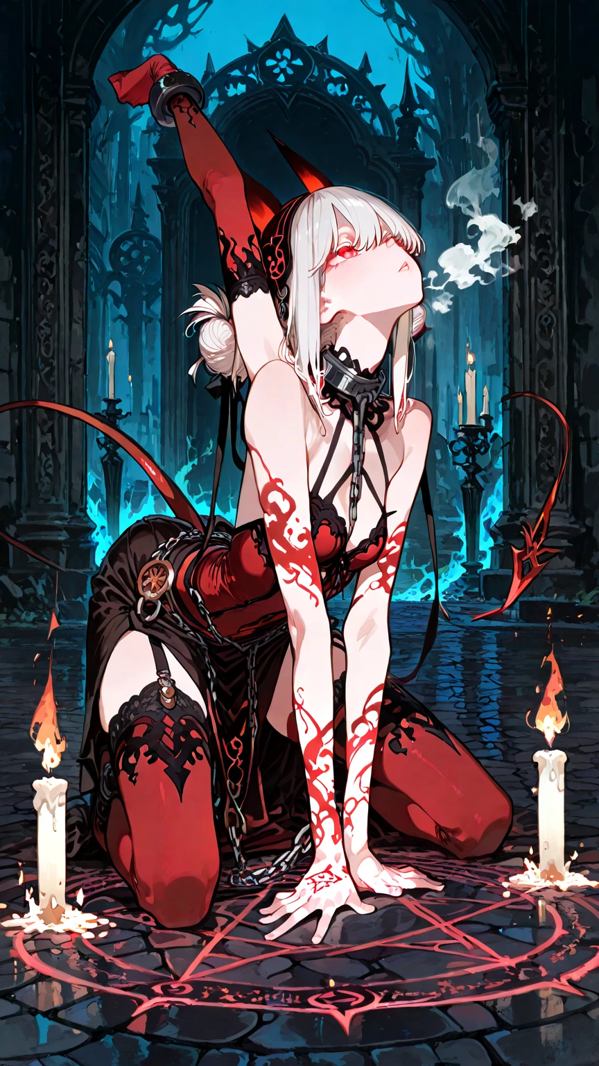 ((best quality)), ((masterpiece)), (detailed), 1girl, Character design, female, dynamic poses, long white grey hair, grey white eyes, very skinny, detailed, best quality, no accesoires around the neck, no shoes, prominent collarbones, skinny arms, flat stomach, visible hip bones, full body, blank white background, plain background, white background, red and white clothing, Bloodborne inspired, occult aesthetic, occult, detailed and intricate steampunk and detailed gothic, NSFW, Very dramatic and cinematic lighting, cosmic horror, grim-dark, side-lighting, perfect face, NSFW, Fluttering lace flared long knee length dress with frilly petticoats, knee length dress, pleated petticoats, petticoats gothic, complex lace boots, side-lighting, gothic aesthetic, wielding a mighty sword with mechanical components, mandalas, small breasts, a fairy, various different types of insect wings, NSFW, full body, whole body, body, plain background, white background, blank background, no background, white background NSFW, chains, full body, whole body, head-to-toe NSFW