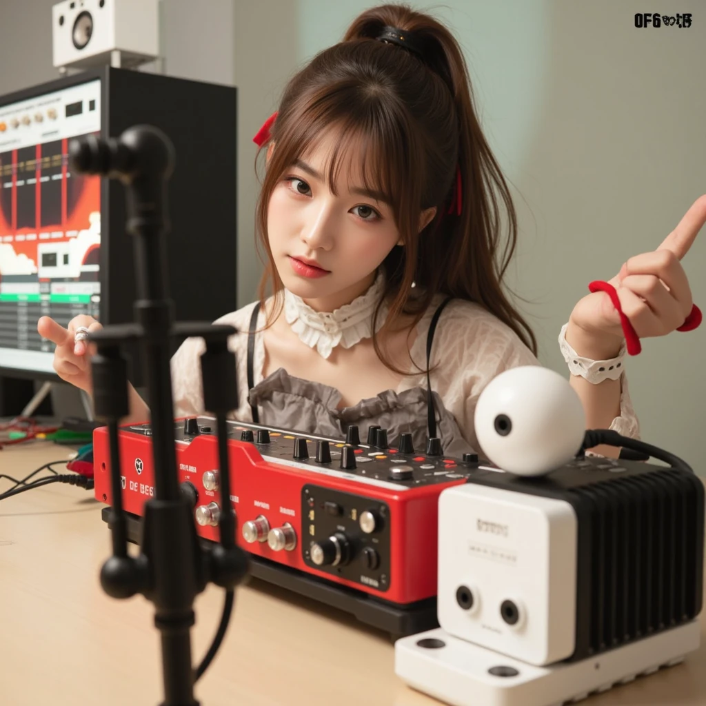 A woman was sitting in front of a computer desk.,Take a look at your computer,Downview,Downview,4/Three aspects,Side with keyboard, Realistic art style, digital anime illustration, Realistic anime art style, Photorealistic Art Style, digital anime art, realistic anime 3 d style, realism artstyle, cartoon digital painting, Realistic Schoolgirl, digital character illustration, Anime Realism Style, realistic young anime girl, digital cartoon painting art, digital manga art
