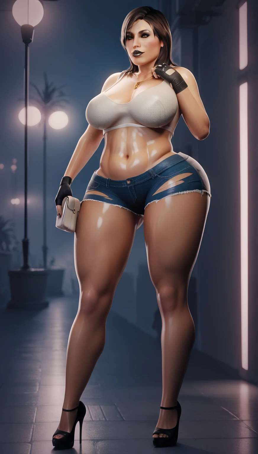 glasses,, shape slim light hazelnut hair, bob haircut, blue eyes, full lips, black background, high quality photography full body picture stand up big-boobs abs sexy 19 years old (( pose sexy play with dancepole)) quiet smile