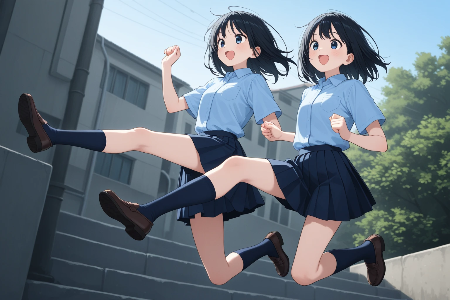 girl short hair cute Alone kicking a man's testicles