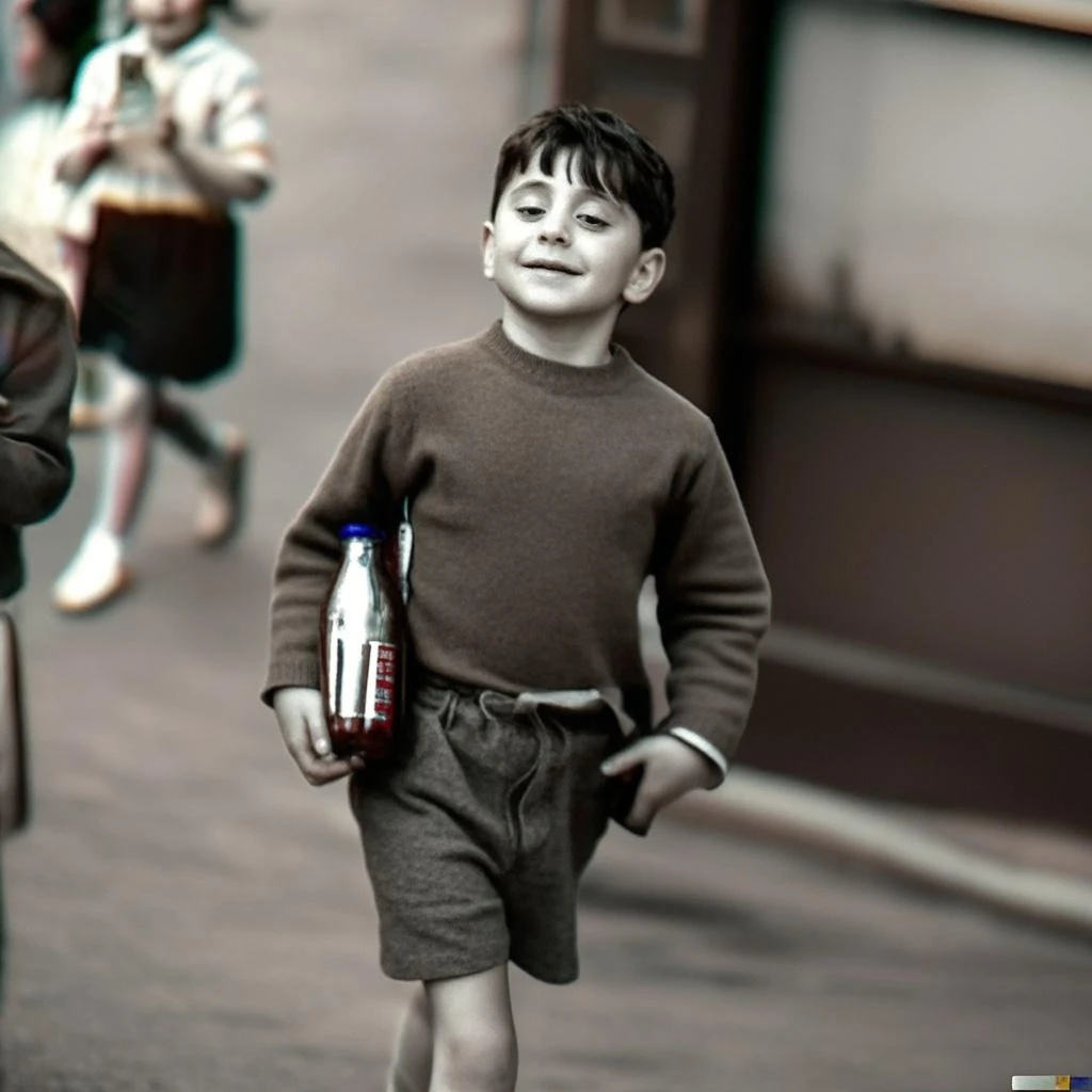 Boy student，The expression was helpless and sad，Crushed cake in hand，Standing on the street on a rainy day at night，Brilliantly lit --auto