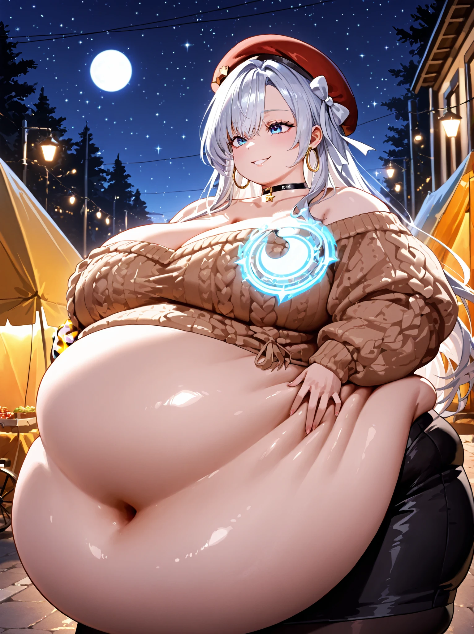 Score 9, Score 8 up, Score 7 up, The rating is questionable,
Detailed Background,
Daiwa,
Big Breasts, Wide Hips, Shiny skin,,((Nude))1Girl(White hair, long hair, BLACK eyes, Chubby,make up Face,long eyelashes) 1boy,mans genitals, tent ,blush,exposure breast, sweaty, plump ,steam,wet,lick male genitals,put male genitals in crotch,night,lanthanum,