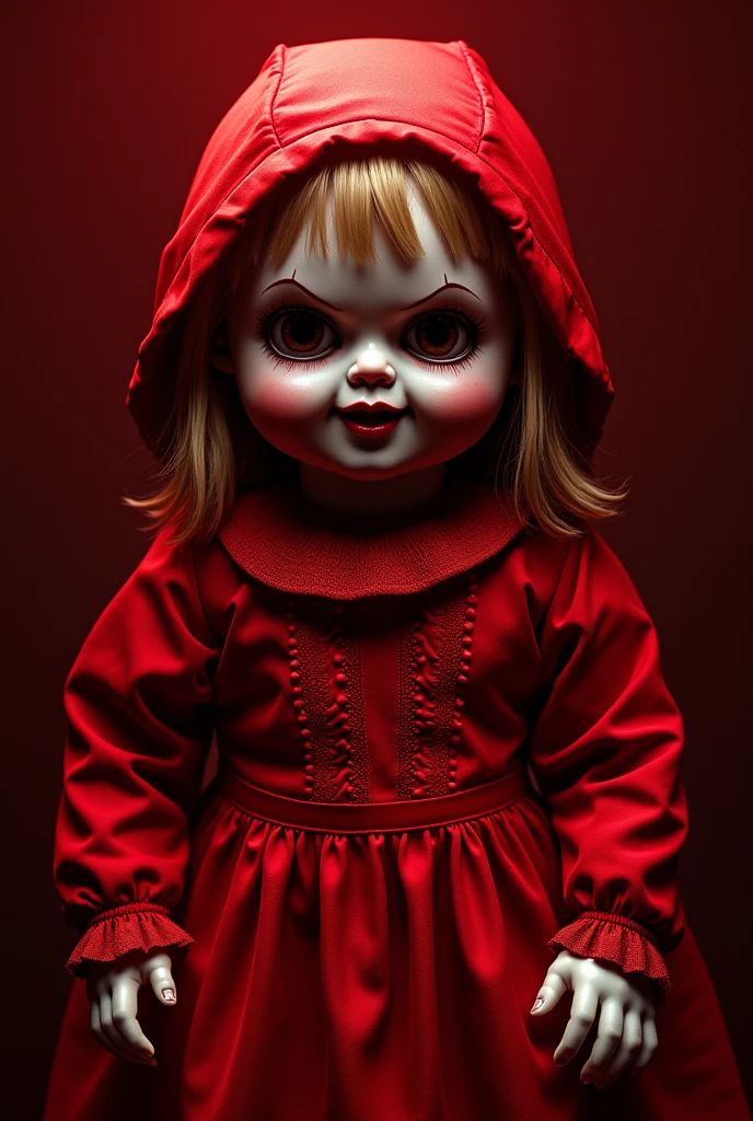 Red annabelle doll using colors that catch eye attention i want it as ...