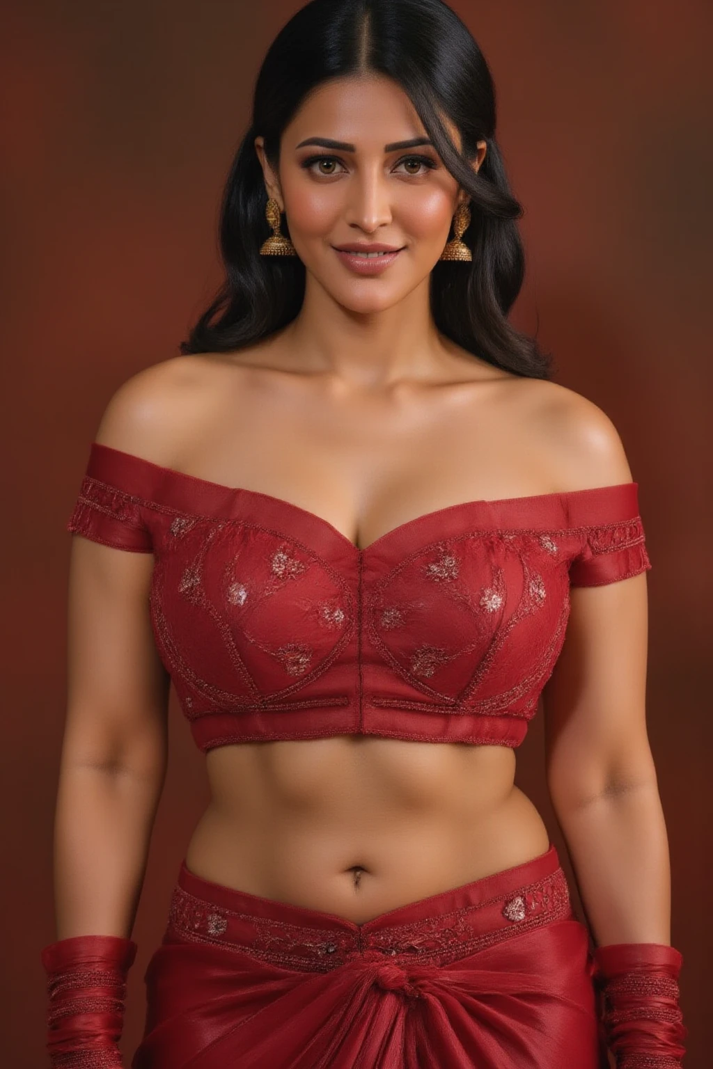Foto RAW, photorealistic, photography, full body shot, master shot, Saree model, model Photography, Indian saree shoot, Indian traditional wear advertising photography, traditional wear brand shoot, face of Indian actress NivethaThomas, masterpiece, realistic, realism, photorealism, high contrast, photorealistic Artstation 8k HD digital art trend of high definition and detailed realistic skin texture, ultra detail, realistic skin texture, armature, best quality, ultra high definition, (photorealistic:1.4),, high resolution, detail, raw photo, Re sharp, by Lee Jefferies Nikon D850 Film Stock Photo 4 Kodak Portra 400 Camera F1.6 Lens Rich Color Ultra Real Realistic Realistic Textures Dramatic Lighting Unreal Engine Trending at Art Station Cinestill 800,(pele altamente detalhada: 1.2), 8k UHD, DSLR, soft-lighting, alta qualidade, grain of film, Fujifilm XT3, deep navel, jiggly belly, amazing thick figure, 